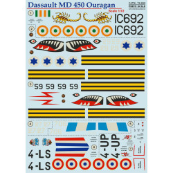 Print Scale 72-262 - 1/72 Dassault MD 450 Ouragan Aircraft wet decal
