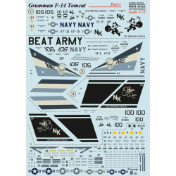 Print Scale 72-272 - 1/72 Decal For F-14 Tomcat, Part 1, (Aircraft wet decal)