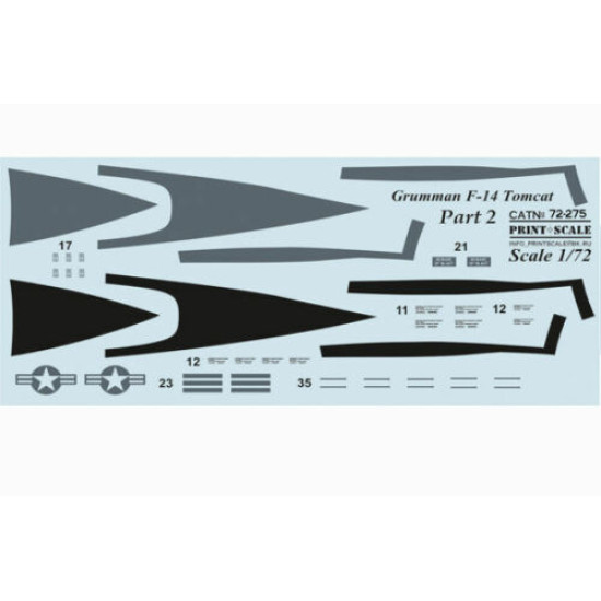 Print Scale 72-275 - 1/72 Decal For F-14 Tomcat, Part 2 (Aircraft wet decal)