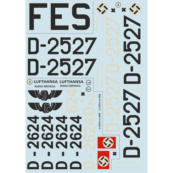 Print Scale 72-277 - 1/72 Junkers Ju-52 Civic Versions Part-1, wet decal