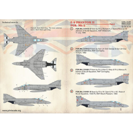 Print Scale 72-285 - 1/72 F-4 Phantom II Fgr.mk 2 Part-2, Aircraft wet decal