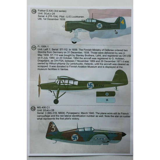 Print Scale 72-332 Decal for Finnish Air Force in the Winter war Wet decal 1/72 