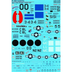 Print Scale 72-353 - 1/72 P-38J Lighting Aces over Europe 1944-1945, wet decal