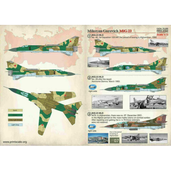 Print Scale 72-355 - 1/72 NEW Mikoyan-Gurevich MiG-23, Aircraft wet decal model Print Scale 72-355 - 1/72 NEW Mikoyan-Gurevich MiG-23, Aircraft wet decal model