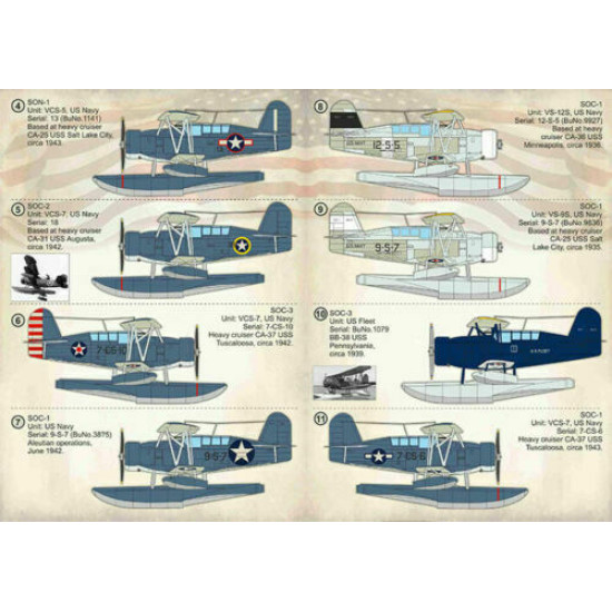 Print Scale 72-356 - 1/72 NEW Curtiss SOC Seagull Part 1, Aircraft wet decal