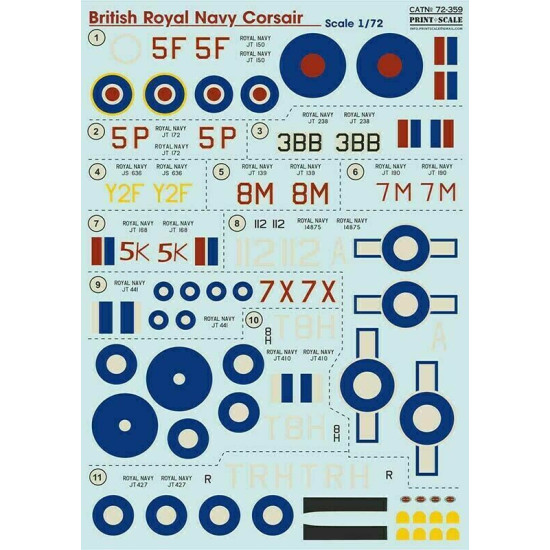 Print Scale 72-359 - 1/72 NEW British Royal Navy Corsair, Aircraft wet decal