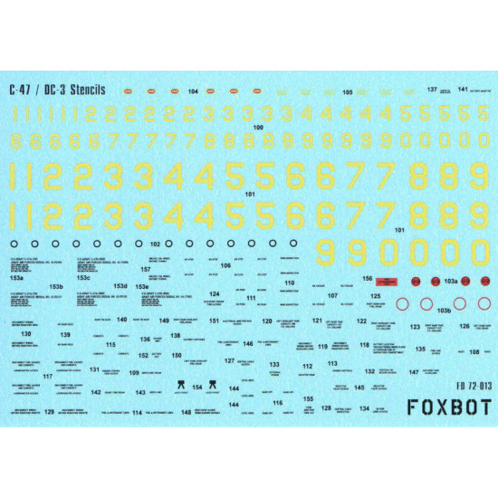 Foxbot 72-013 -1/72 Decals 1/72 C-47 / DC-3 Stencils Accessorie for Military