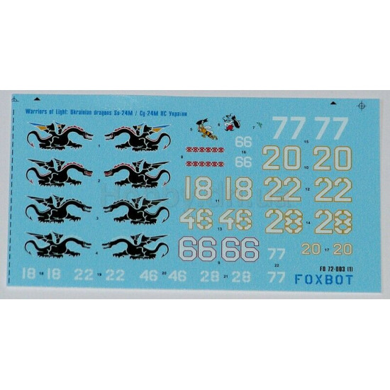 UKRANIAN AIR FORCES Foxbot 72-003 1/72 scale DECAL FOR SUKHOI SU-24M 