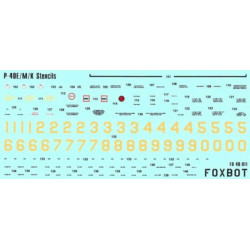 Foxbot 48-011 - 1/48 Decals for Stencils for Curtiss P-40E/M/K 1/48 Scale