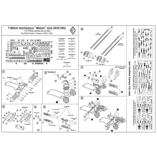 Maxim 7,62 mm machinegun mod.1910/1941 (2 pcs per set) 1/72 ACE PE7238