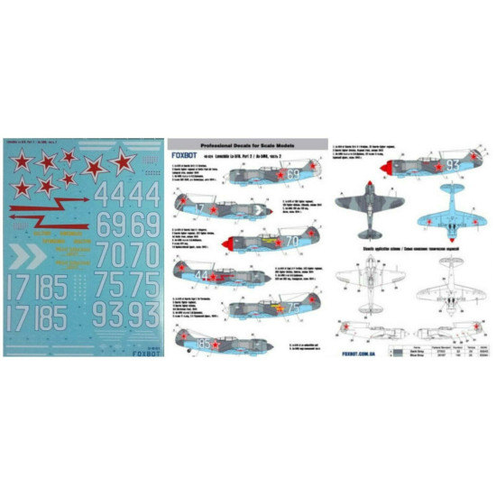 Foxbot 48-024 - 1/48 Decals for Soviet Fighter Lavochkin LA-5FN Part 2 Scale