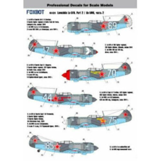 Foxbot 48-024 - 1/48 Decals for Soviet Fighter Lavochkin LA-5FN Part 2 Scale