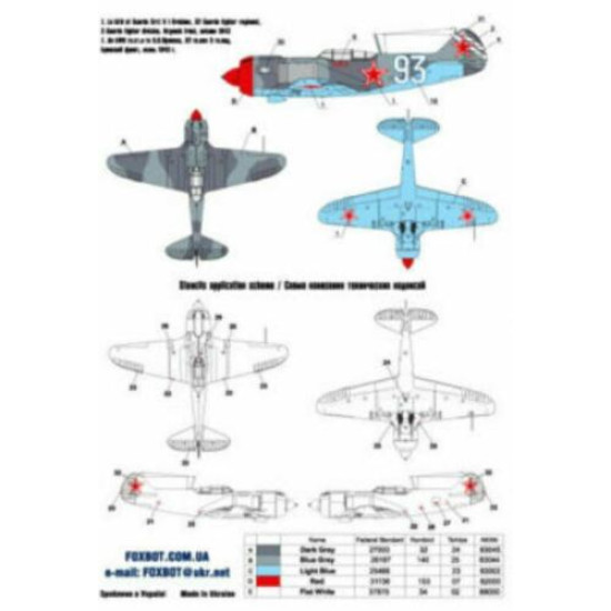 Foxbot 48-024 - 1/48 Decals for Soviet Fighter Lavochkin LA-5FN Part 2 Scale