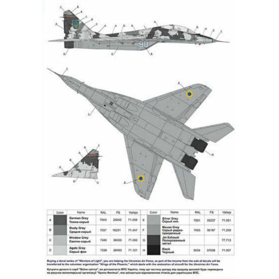 digital camouflage Ukranian Air Forces Foxbot 48-027 Decals 1/48 MiG-29UB