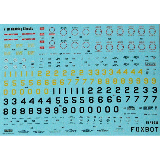 Foxbot 48-030 - 1/48 Decals for Stenchils for P-38 Lightning Scale Accessories