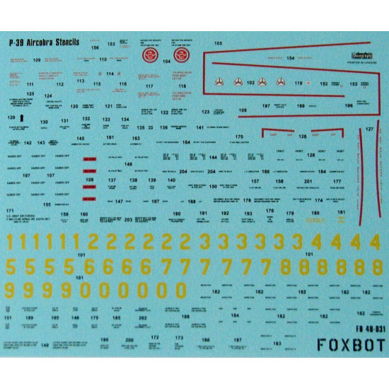 Foxbot 48-031 - 1/48 Decals for Stencils for P-39 Aircobra Scale Accessories
