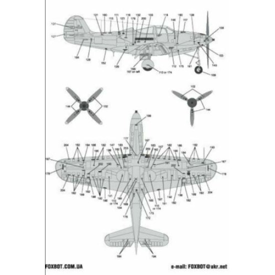 Foxbot 48-031 - 1/48 Decals for Stencils for P-39 Aircobra Scale Accessories