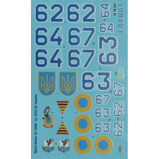 Foxbot 48-041 - 1/48 Decals for Digital Rooks SU-25UB, Ukranian Air Forces Scale