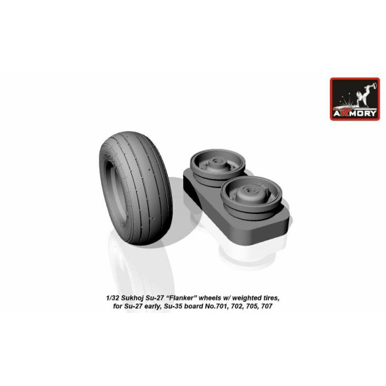 Sukhoj Su-27 Flanker early wheels w/ weighted tires 1/32 Armory AW32004b