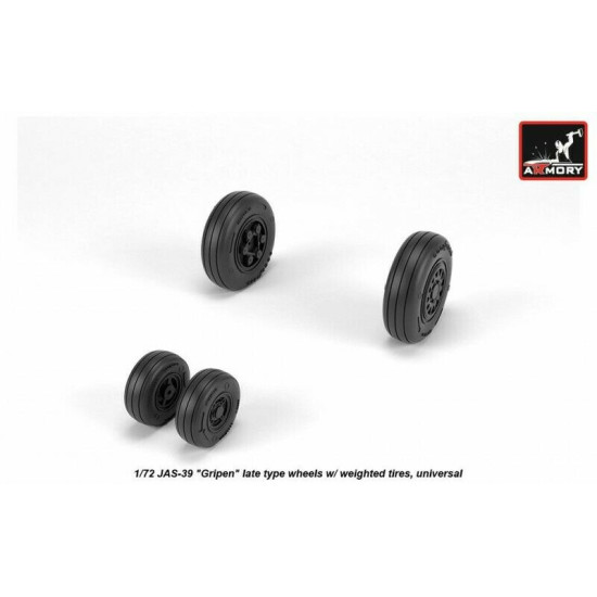 JAS-39 Gripen wheels w/ weighted tires, late 1/72 Armory AW72504