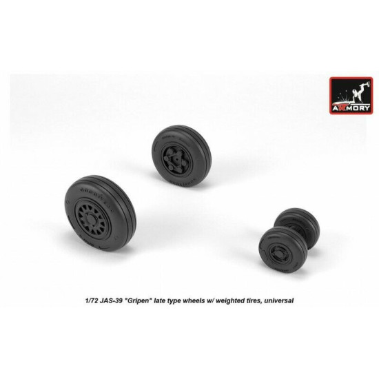 JAS-39 Gripen wheels w/ weighted tires, late 1/72 Armory AW72504