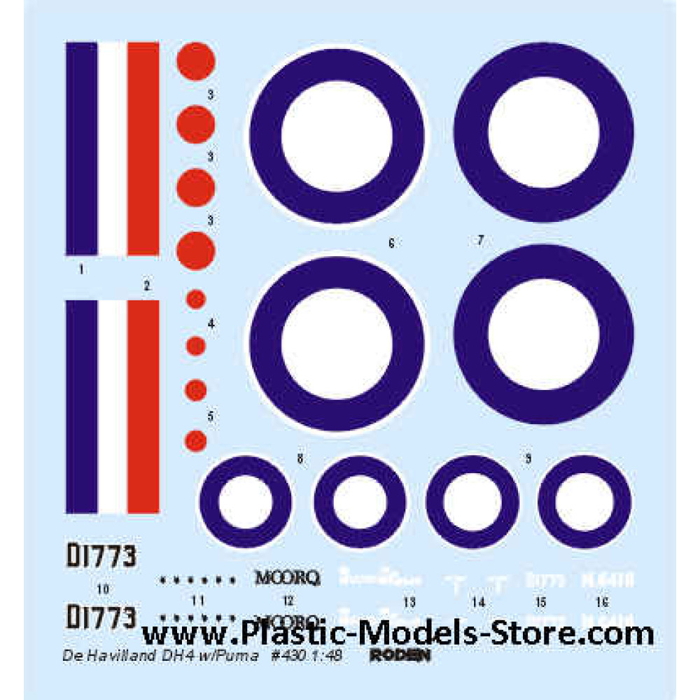Airco (de Havilland) D.H.4 w/Puma aircraft WWI 1/48 Roden 430 Model Kit Aircraft Model Kits, Air