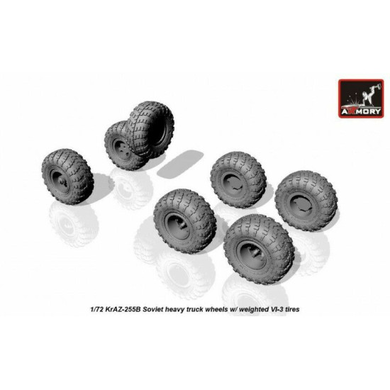 KrAZ-255B off-road truck wheels w/ weighted VI-3 tires 1/72 Armory AC7335