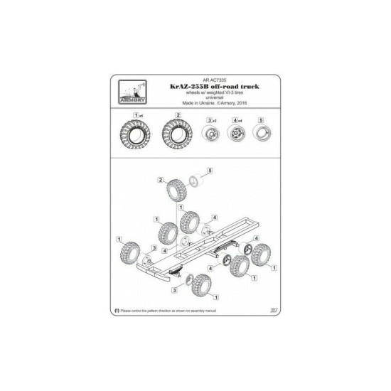 KrAZ-255B off-road truck wheels w/ weighted VI-3 tires 1/72 Armory AC7335