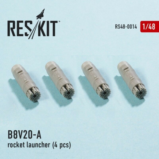 Resin B8V20 rocket launcher (4 pcs) 1/48 Reskit RS48-0014