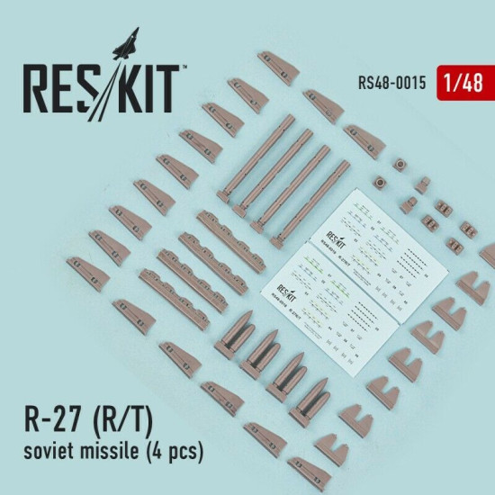 Resin R-27 R/T soviet missile (4 pcs) 1/48 Reskit RS48-0015