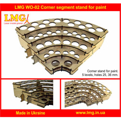 LMG WO-02 Corner segment stand for paint, 5 levels, holes 25, 36 mm, shelf