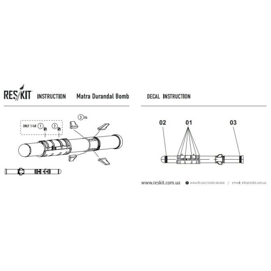 Matra Durandal Bomb (4 pcs) 1/72 Reskit RS72-0050