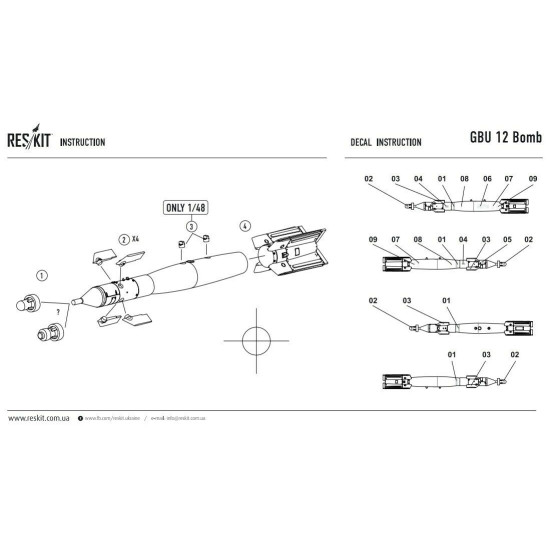 GBU 12 Laser guided bomb (2 pcs) 1/72 Reskit RS72-0052