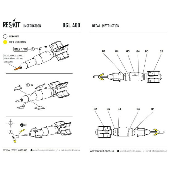 Resin BGL-400 Laser guided bomb (2 pcs) 1/72 Reskit RS72-0056