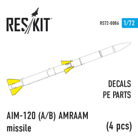 AIM-120 (A/B) AMRAAM missile (4 pcs) 1/72 Reskit RS72-0086
