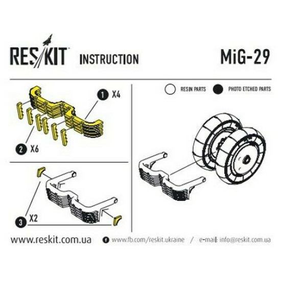 Mikoyan MiG-29 (9-13) wheels set 1/72 Reskit RS72-0089