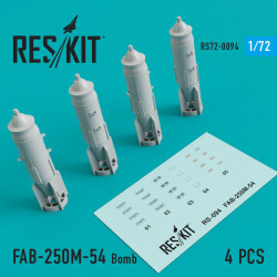 Resin FAB-250-54 Bomb (4 pcs) 1/72 Reskit RS72-0094