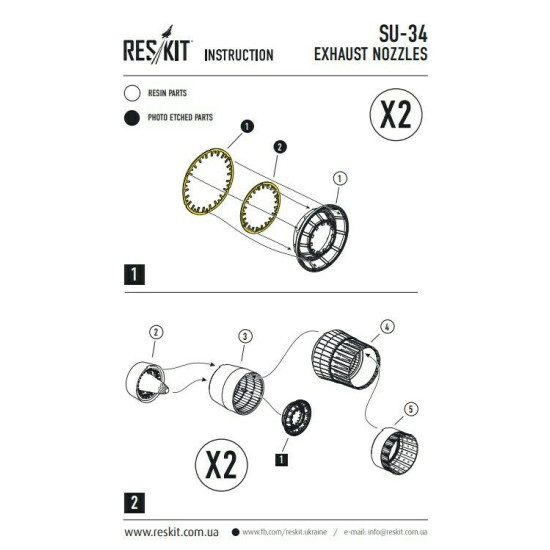 Su-34 exhaust nozzles (for Trumpeter Kit) 1/72 Reskit RSU72-0006