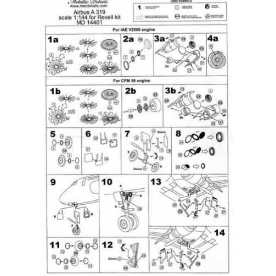 Airbus A319 (Revell) 1/144 Metallic Details MD-PE14401