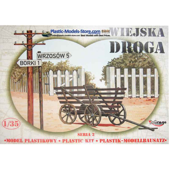 Country Road. Fences, Farm Cart, Telegraph Poles etc 1/35 Mirage Hobby 35221