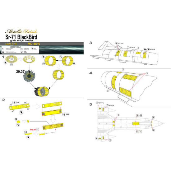 Detailing SR-71 Blackbird Grides and jet nozzles 1/48 Metallic Details MD4816