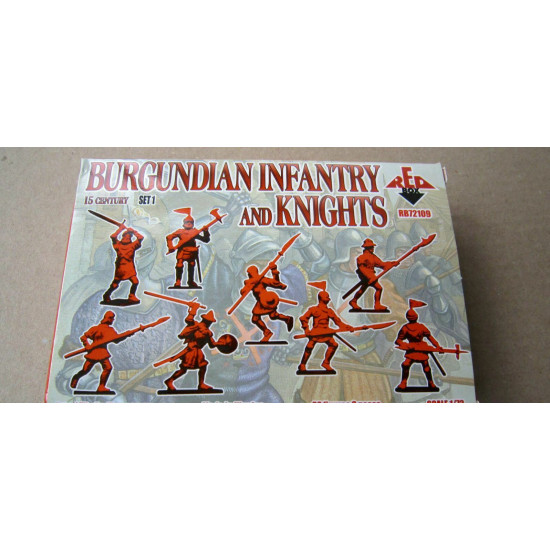 BURGUNDIAN INFANTRY AND KNIGHTS, 15 CENTURY SET 1 KIT 1/72 RED BOX 72109