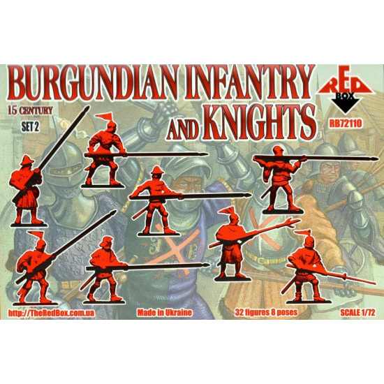 BURGUNDIAN INFANTRY AND KNIGHTS, 15 CENTURY SET 2 KIT 1/72 RED BOX 72110