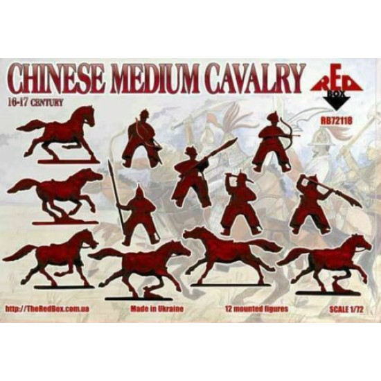 CHINESE MEDIUM CAVALRY. 16-17 CENTURY PLASTIC MODEL KIT 1/72 RED BOX 72118
