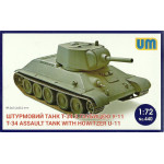 Unimodel 440 - 1/48 Soviet Tank T-34 with Howitzer U11 WWII Plastic Model UM 440