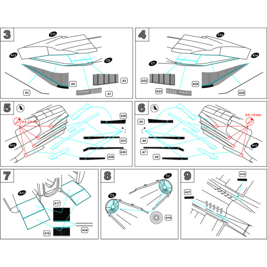 Detailing Set MiG-25 Air intakes 1/72 Metallic Details MD7211