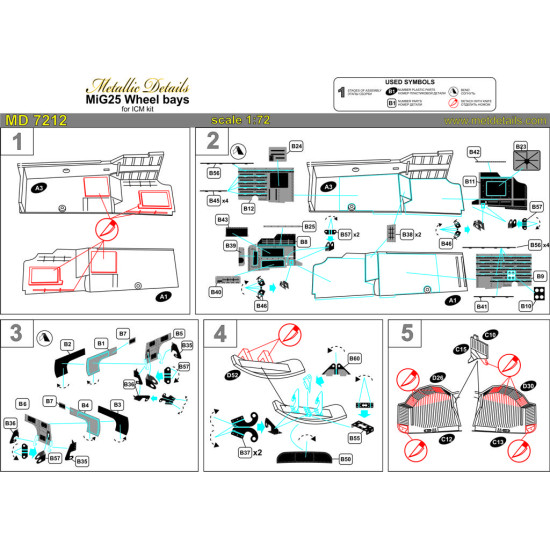 Detailing Set MiG-25 Wheel bays 1/72 Metallic Details MD7212
