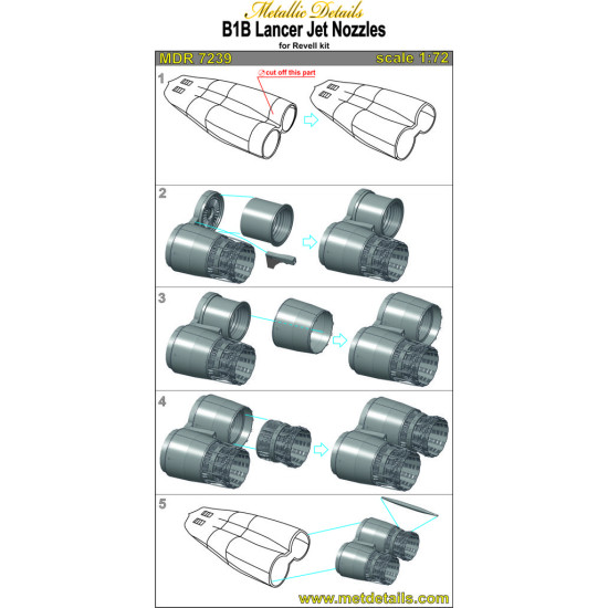 Detailing for B-1B Lancer Jet nozzles 1/72 Metallic Details MDR7239