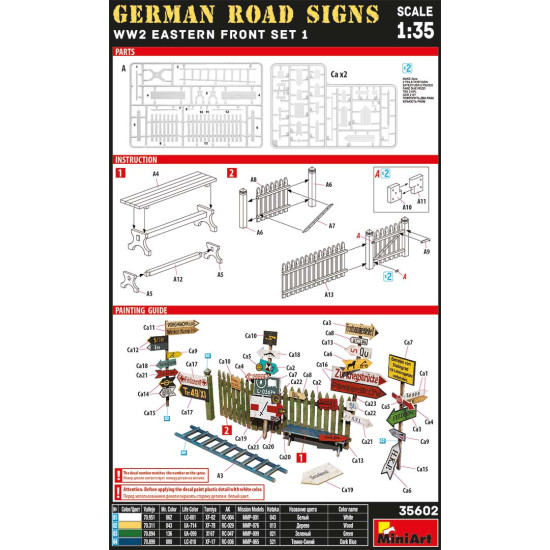 Miniart 35602 - 1/35 GERMAN ROAD SIGNS WW2 (EASTERN FRONT SET 1)