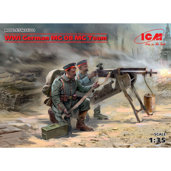 ICM 35711 - 1/35 WWI German MG08 MG Team (2 figures), scale plastic model kit
